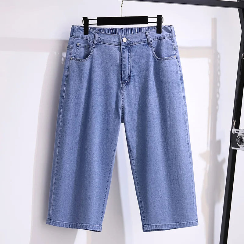 High Waist Denim Capris