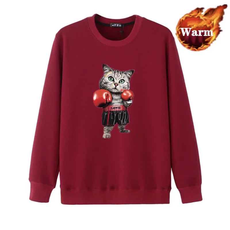 Cartoon cat sweatshirt Plus size pullover