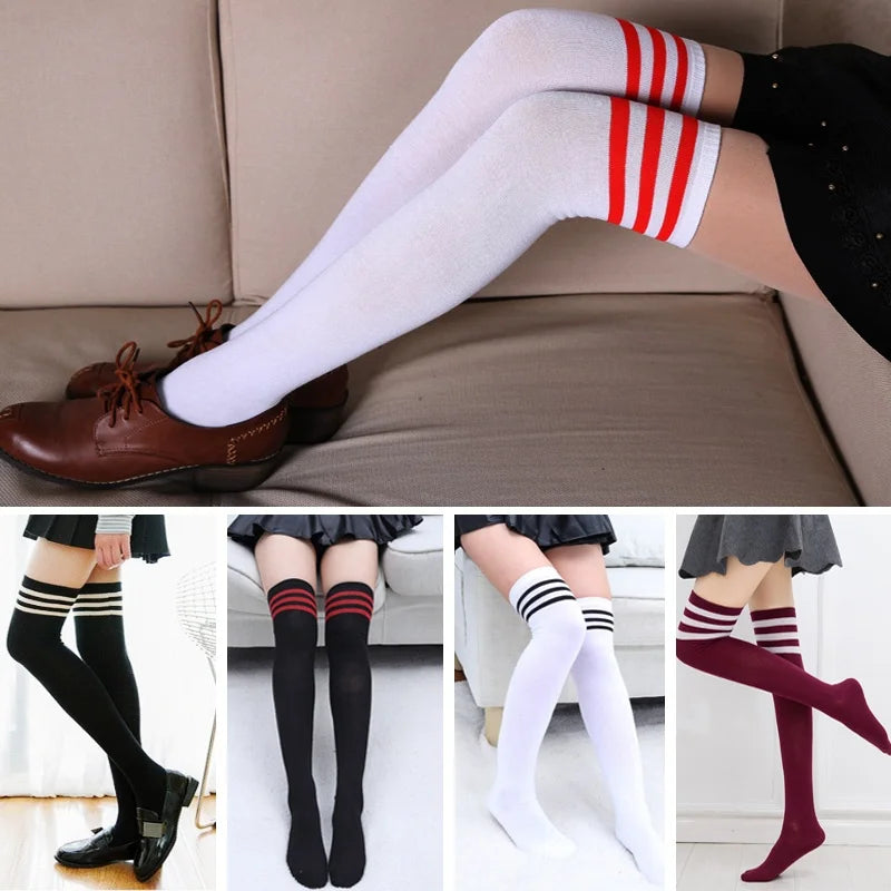 Striped Long Sock Over The Knee Stockings