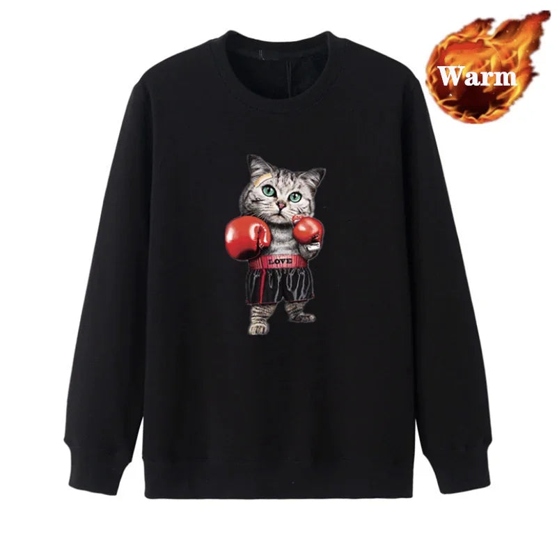 Cartoon cat sweatshirt Plus size pullover