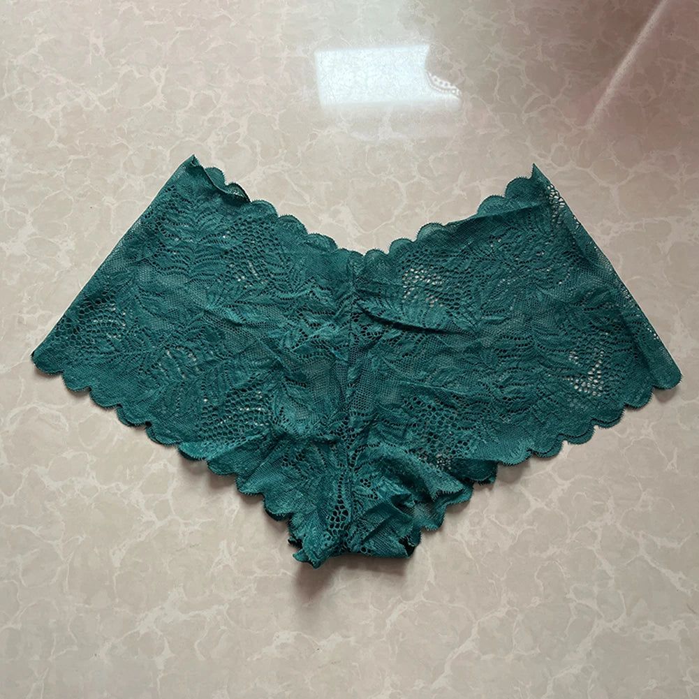 Plus Size Sexy Women's Lace Floral Mesh Lingerie Panties