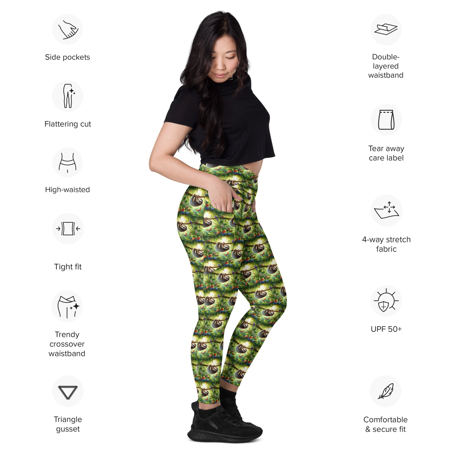 Crossover leggings with pockets